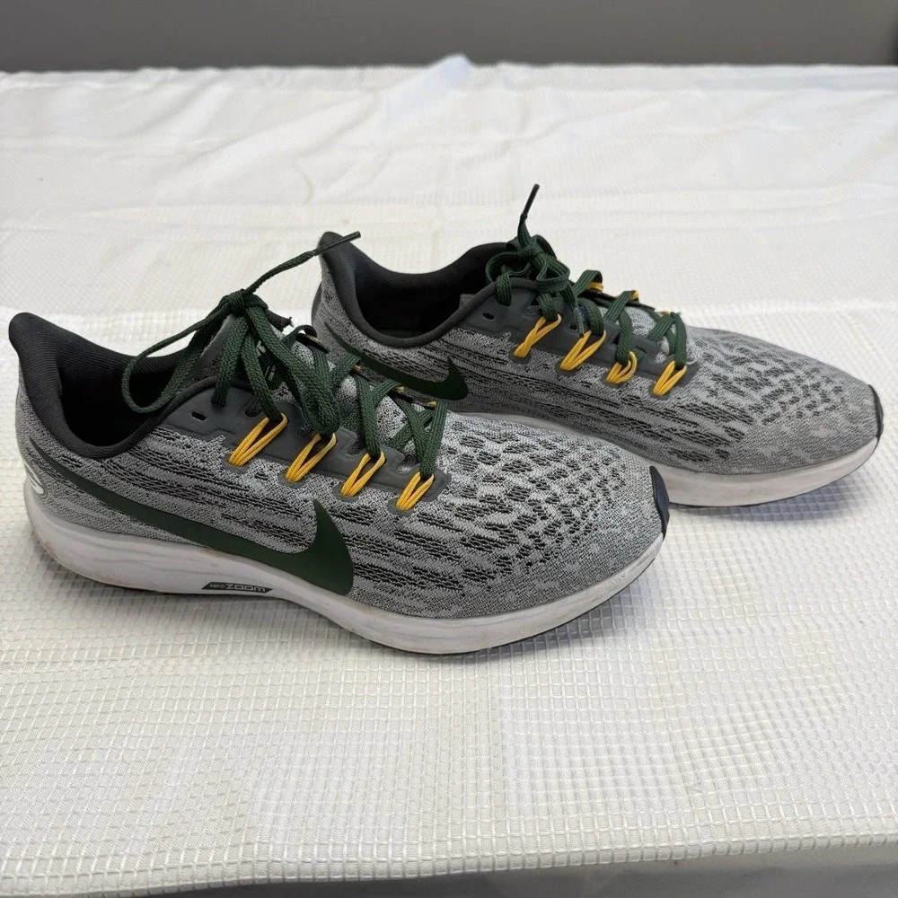 Green Bay Packers Shoes Mens 11 NFL‎ Football Nike Air Zoom Pegasus 36 Gray RARE